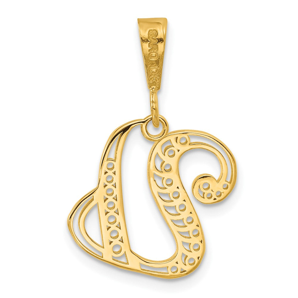10k Large Filigree Initial U Pendant