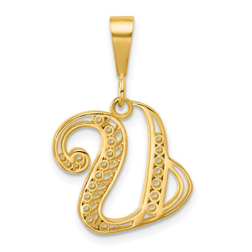 10k Large Filigree Initial U Pendant