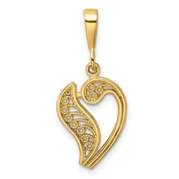 10k Large Filigree Initial V Pendant
