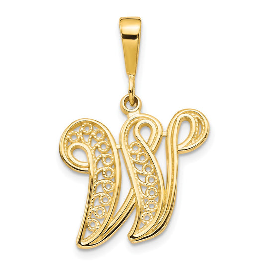 Polished Script Filigree Initial Pendants