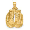 10k Solid Polished Open-Backed Boxing Gloves Pendant
