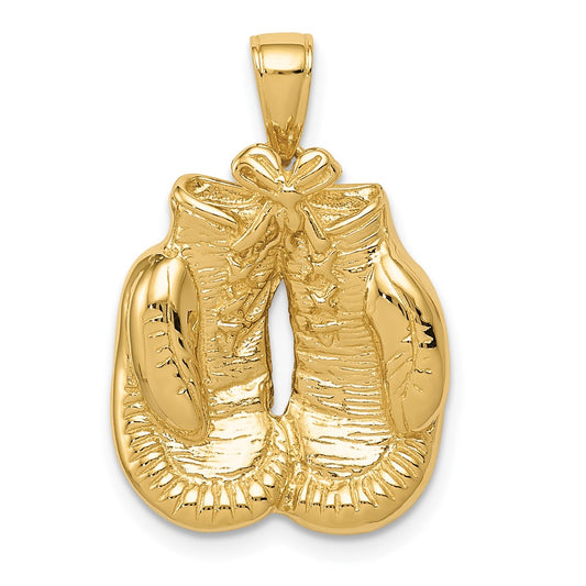 Gold Polished Open Back Boxing Gloves Pendant