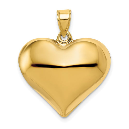 Gold 3D Polished Heart Pendant