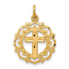 10K Eternal Life Cross In Scalloped Frame Charm