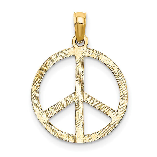 10k Textured Peace Sign Pendant