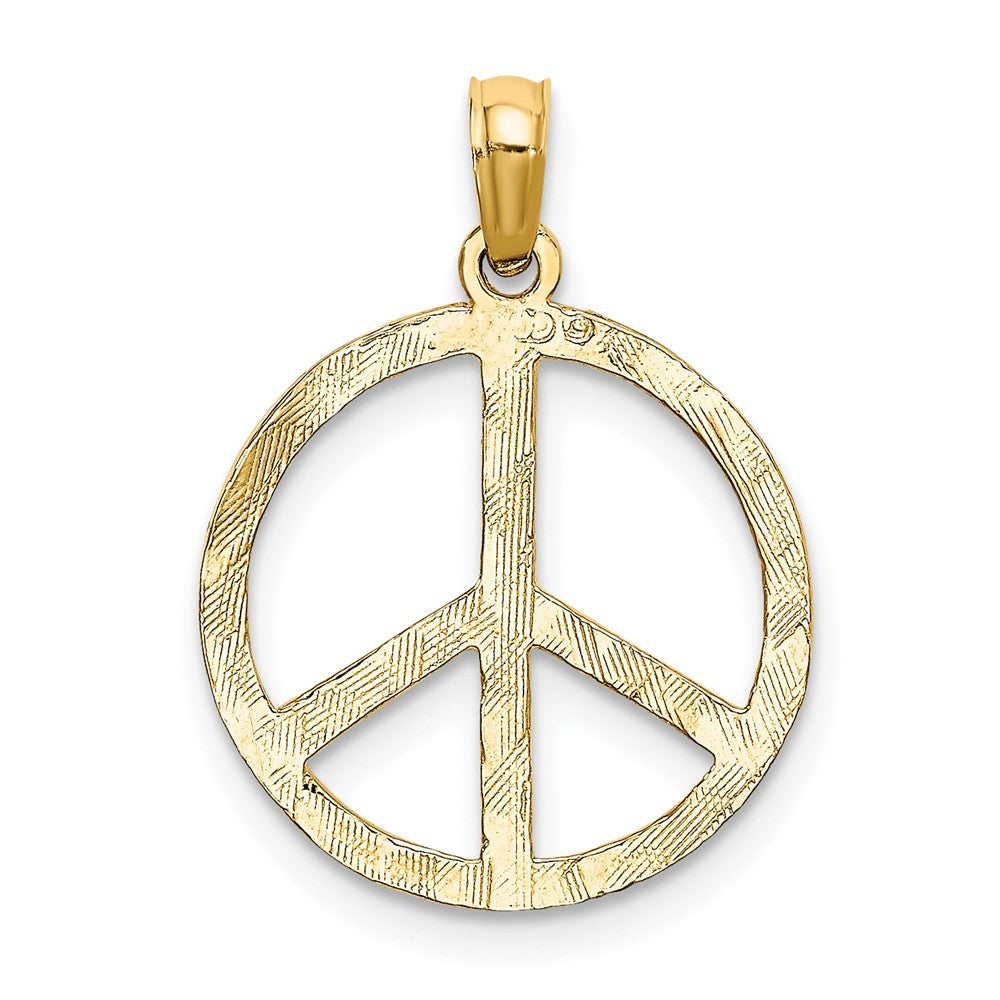 10k Textured Peace Sign Pendant