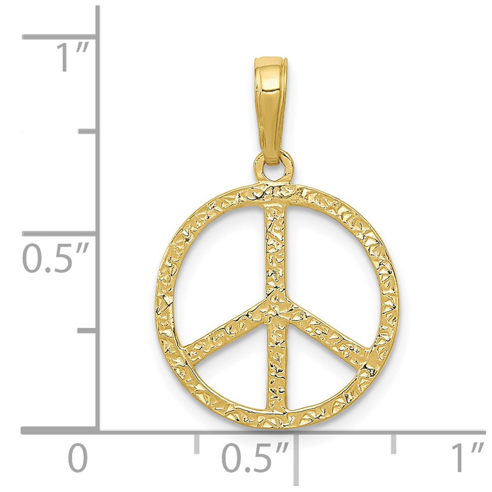 10k Textured Peace Sign Pendant