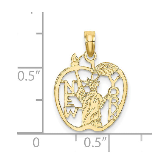 10k Cut-out NEW YORK w/Statue of Liberty in Apple Charm