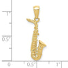 Gold 3D Saxophone Pendant