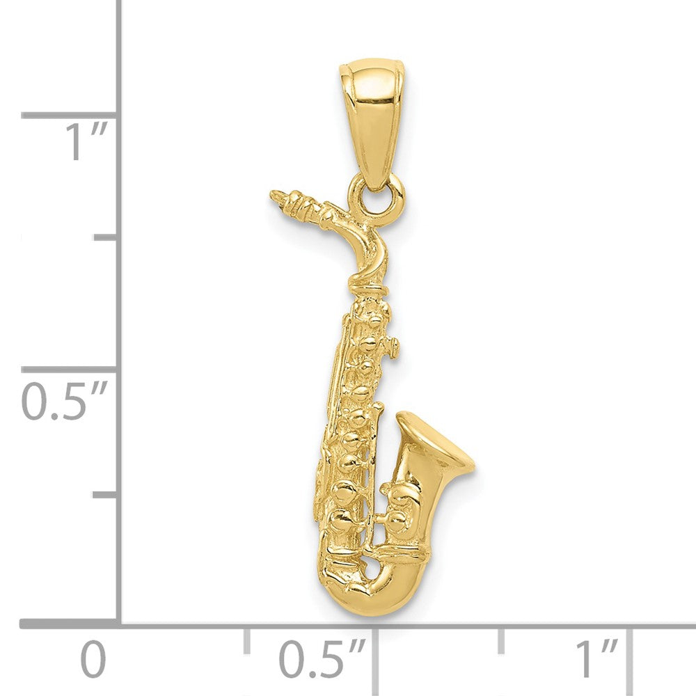 Gold 3D Saxophone Pendant