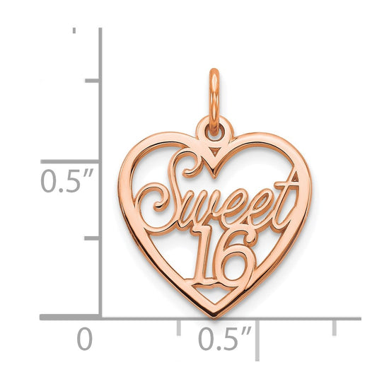 Gold SWEET 16 Heart Charm
