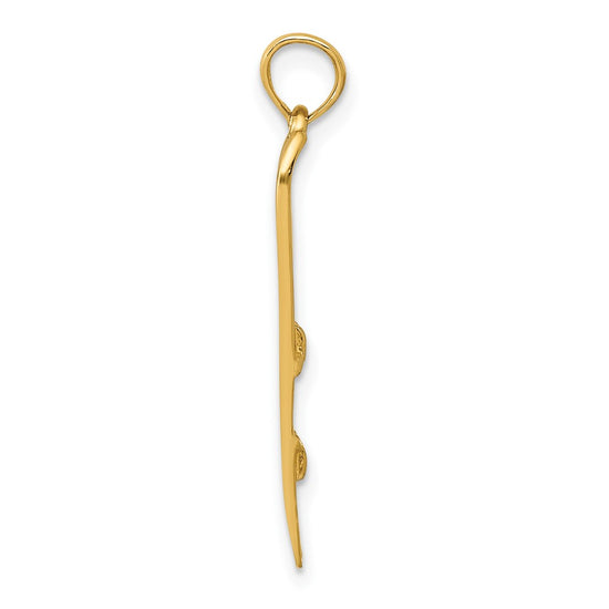 Gold Polished Snow Skiing Pendants