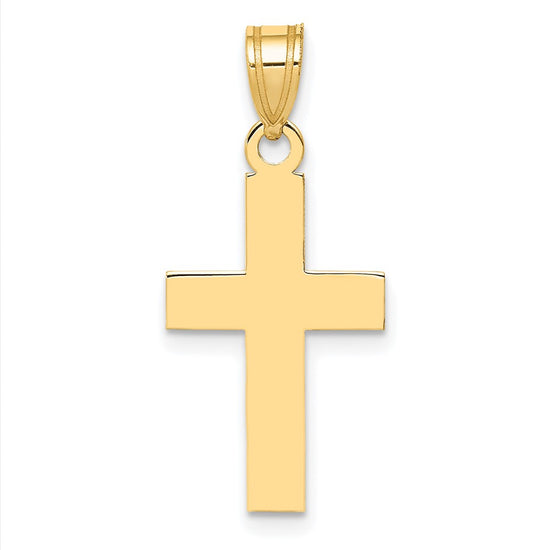 Gold Polished Flat Latin Cross Pendant
