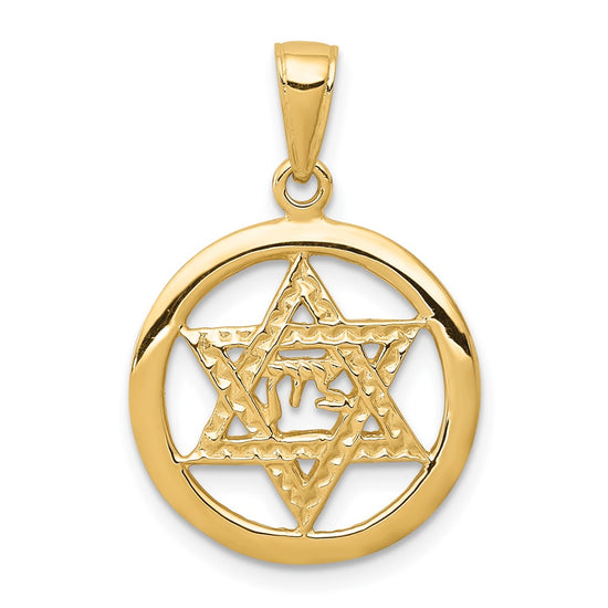 10k Jewish Chi in Star of David Pendant