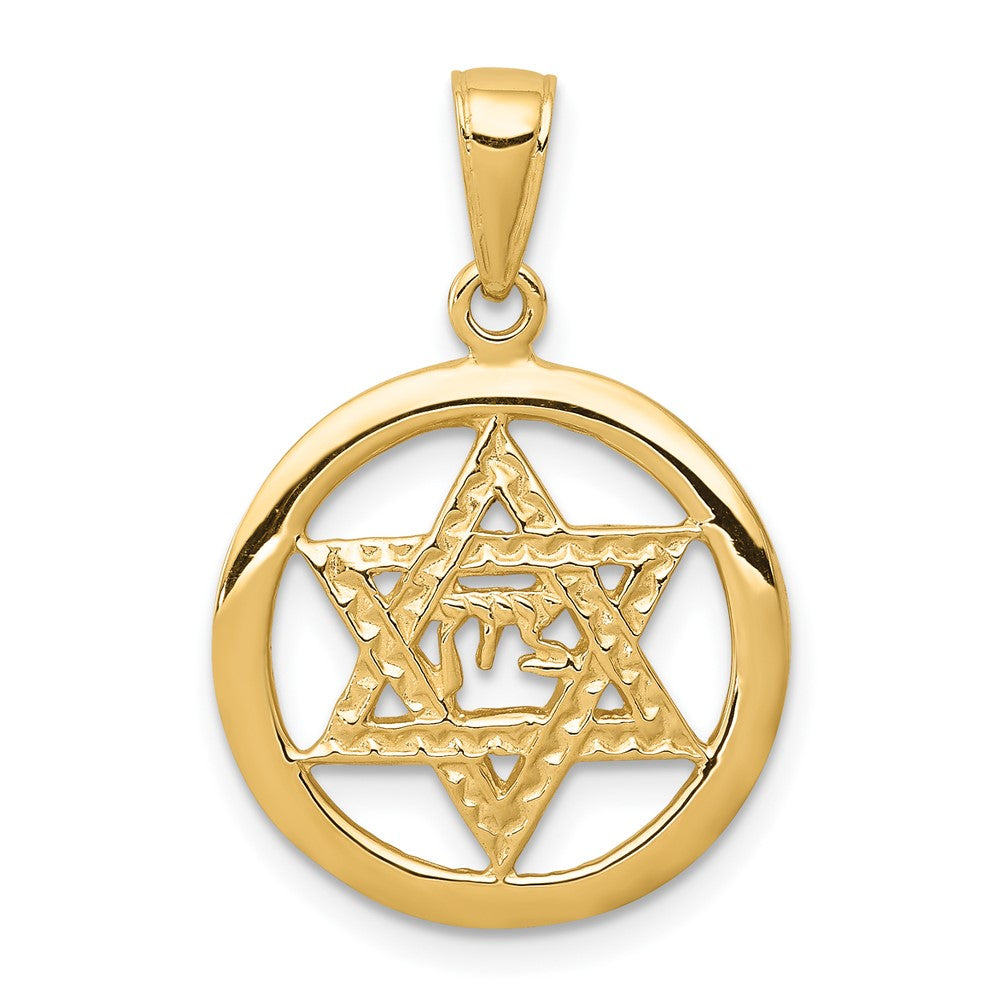 10k Jewish Chi in Star of David Pendant