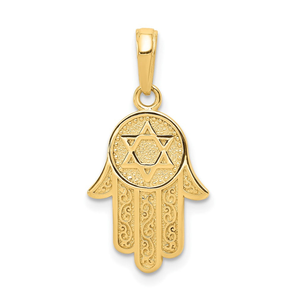 Gold Hamsa Star of David Pendant
