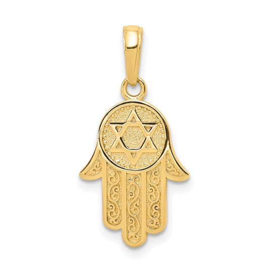 Gold Hamsa Star of David Pendant