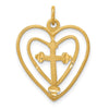 10k Cross in Double Heart Charm