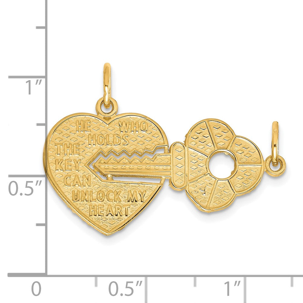 Gold Break-apart Heart and Key Charm