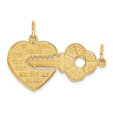 Gold Break-apart Heart and Key Charm