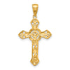 10K Stick Cross on Ornate Cross Pendant