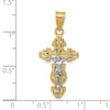 10K Two-tone Small Narrow Cross w/Crucifix Pendant