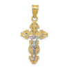 10K Two-tone Small Narrow Cross w/Crucifix Pendant
