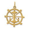 10k Satin Diamond-cut Anchor in Ships Wheel Charm