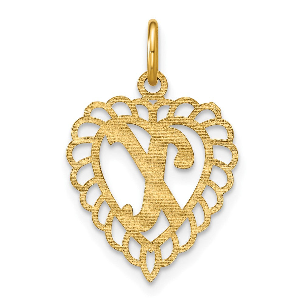 10k Initial X Scalloped Heart Charm