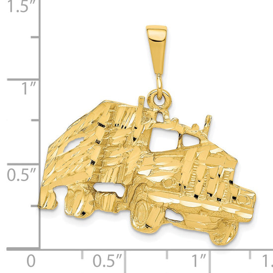 10k Solid Diamond-cut Semi with Trailer Charm