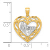 10K and White Rhodium MOM in Heart Charm