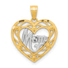 10K and White Rhodium MOM in Heart Charm