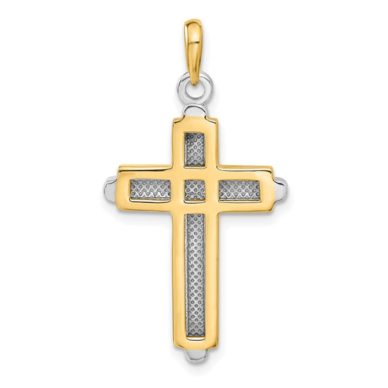 Gold Polished Beveled Framed Cross Pendant