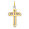 Gold Polished Beveled Framed Cross Pendant