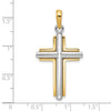 Gold Polished Beveled Framed Cross Pendant