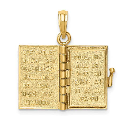 10K  3D Lords Prayer Bible Pendant