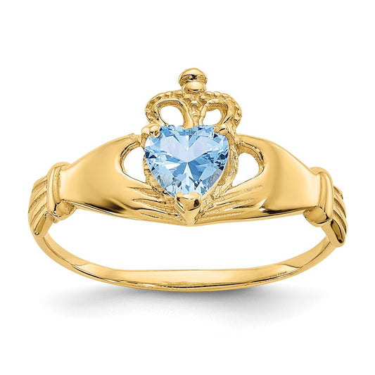 10k CZ Birthstone Claddagh Heart Rings