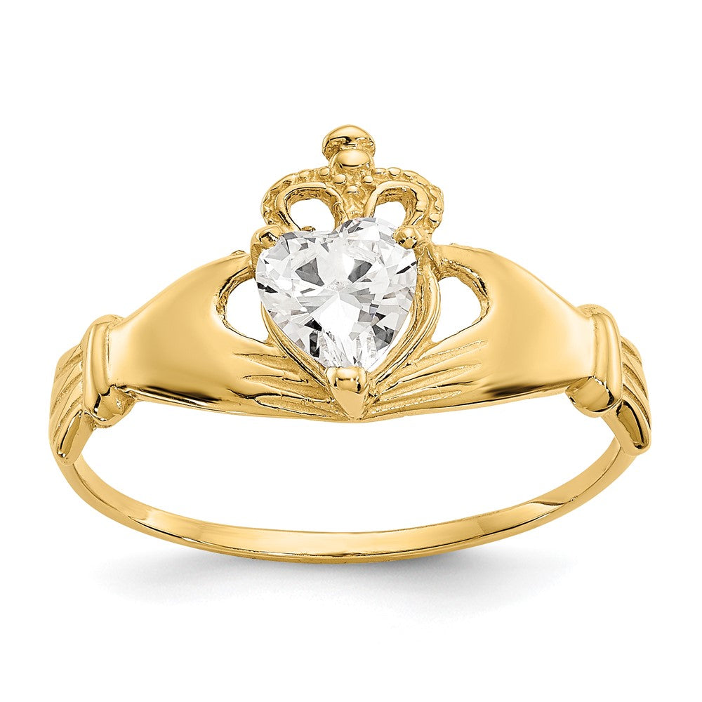 10k CZ Birthstone Claddagh Heart Rings