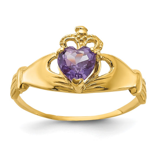10k CZ Birthstone Claddagh Heart Rings