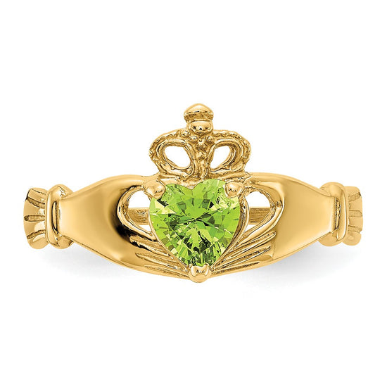 10k CZ Birthstone Claddagh Heart Rings