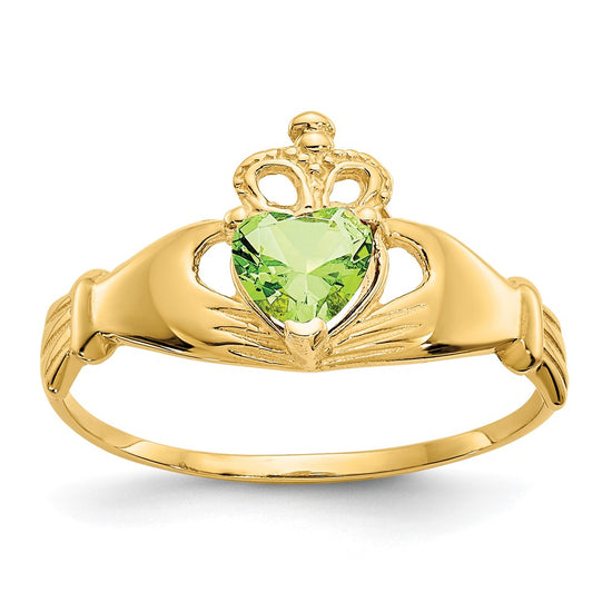 10k CZ Birthstone Claddagh Heart Rings