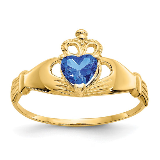 10k CZ Birthstone Claddagh Heart Rings