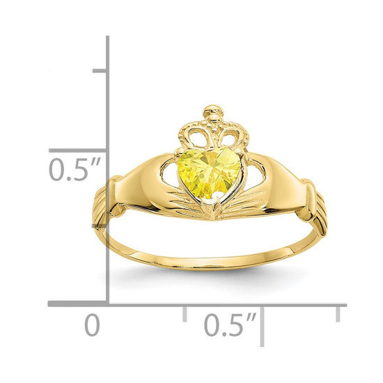 10k CZ Birthstone Claddagh Heart Rings