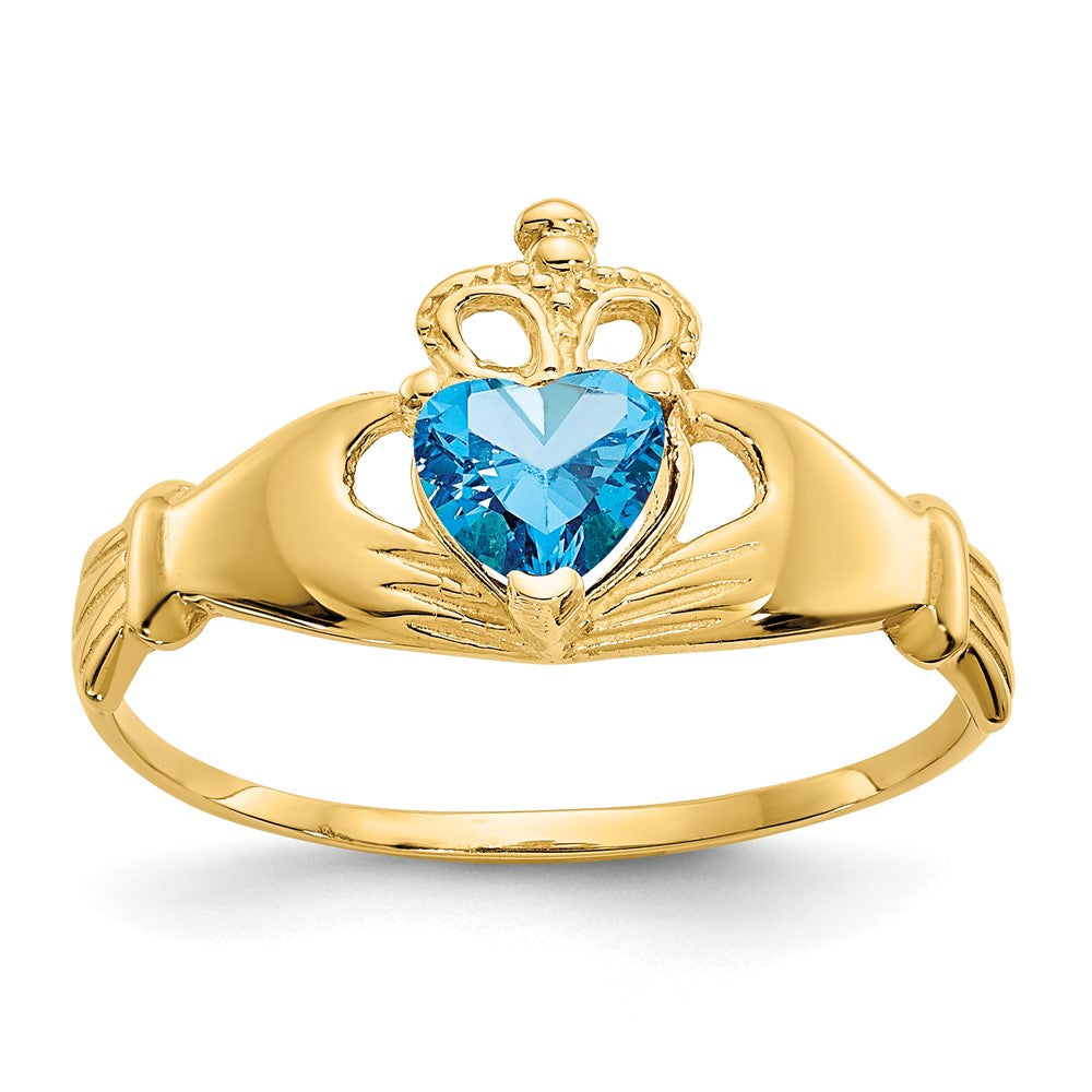 10k CZ Birthstone Claddagh Heart Rings