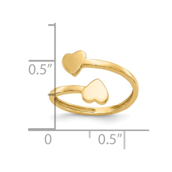 Gold Polished Bypass Heart Toe Ring