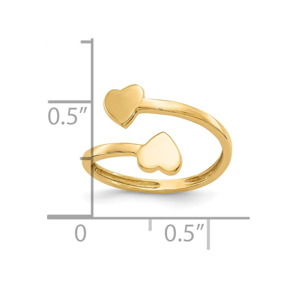 Gold Polished Bypass Heart Toe Ring