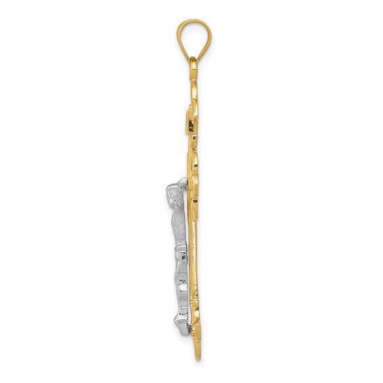10K Two-tone INRI Crucifix Pendant