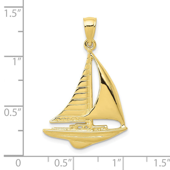 Gold Polished Sailboat Pendant