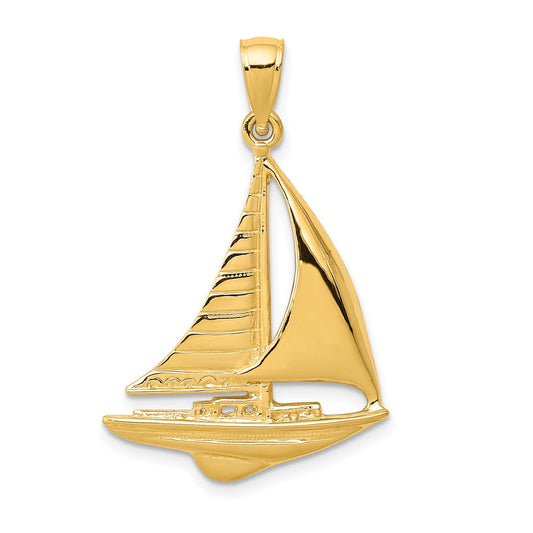 Gold Polished Sailboat Pendant