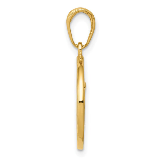 10K Cut-out Round Frame Yoga Om Symbol Pendant